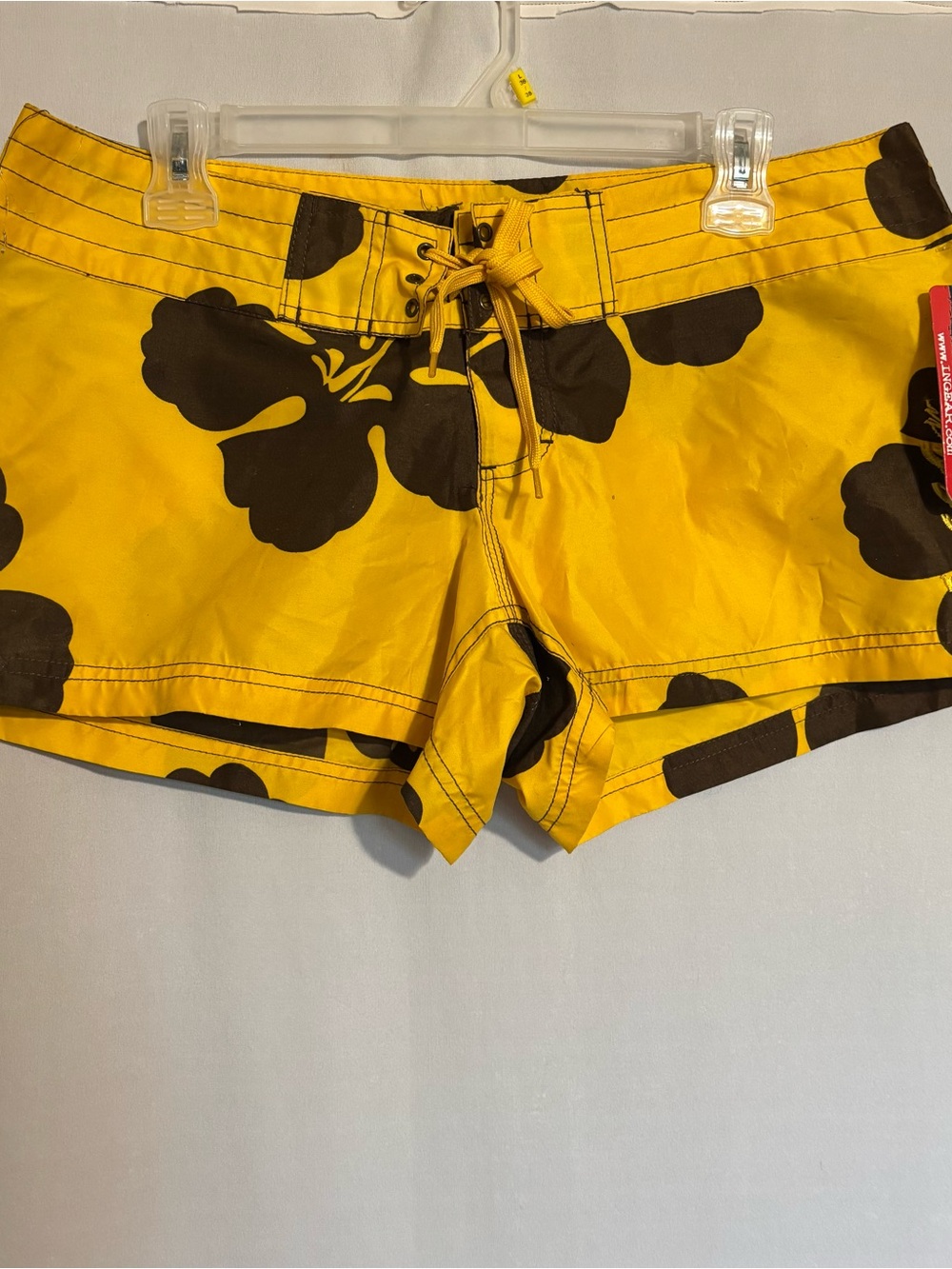 New Ingear Yellow Brown Floral Lace-Up Women’s Swim Shorts size XL/8
